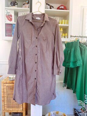 New Pixie Sea Island Shirtdress Mini Midi Dress Cotton Coastal Minimalist Medium